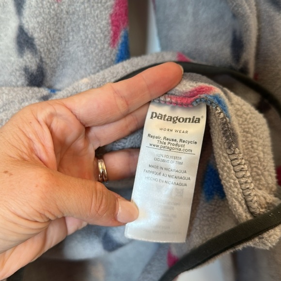 Patagonia Synchilla Snap T Fleece Pullover Wish Tails Gray Arrow Print SZ S - Picture 5 of 6